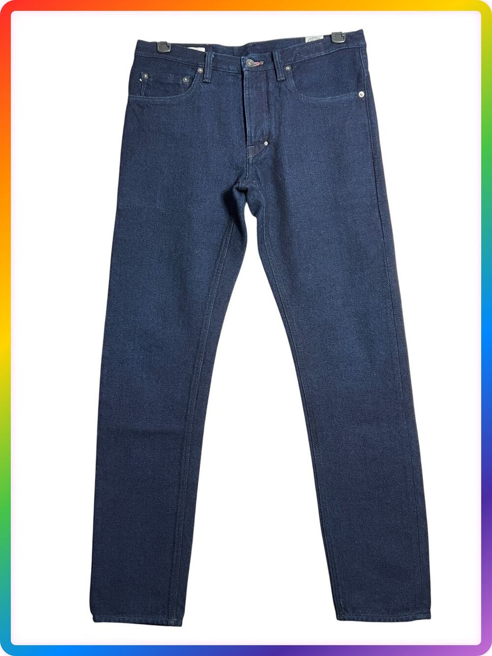 IMjiT 35020 806 Selvedge Jeans SIZE 32x34 Indigo Dobby Button Fly Italy Unique